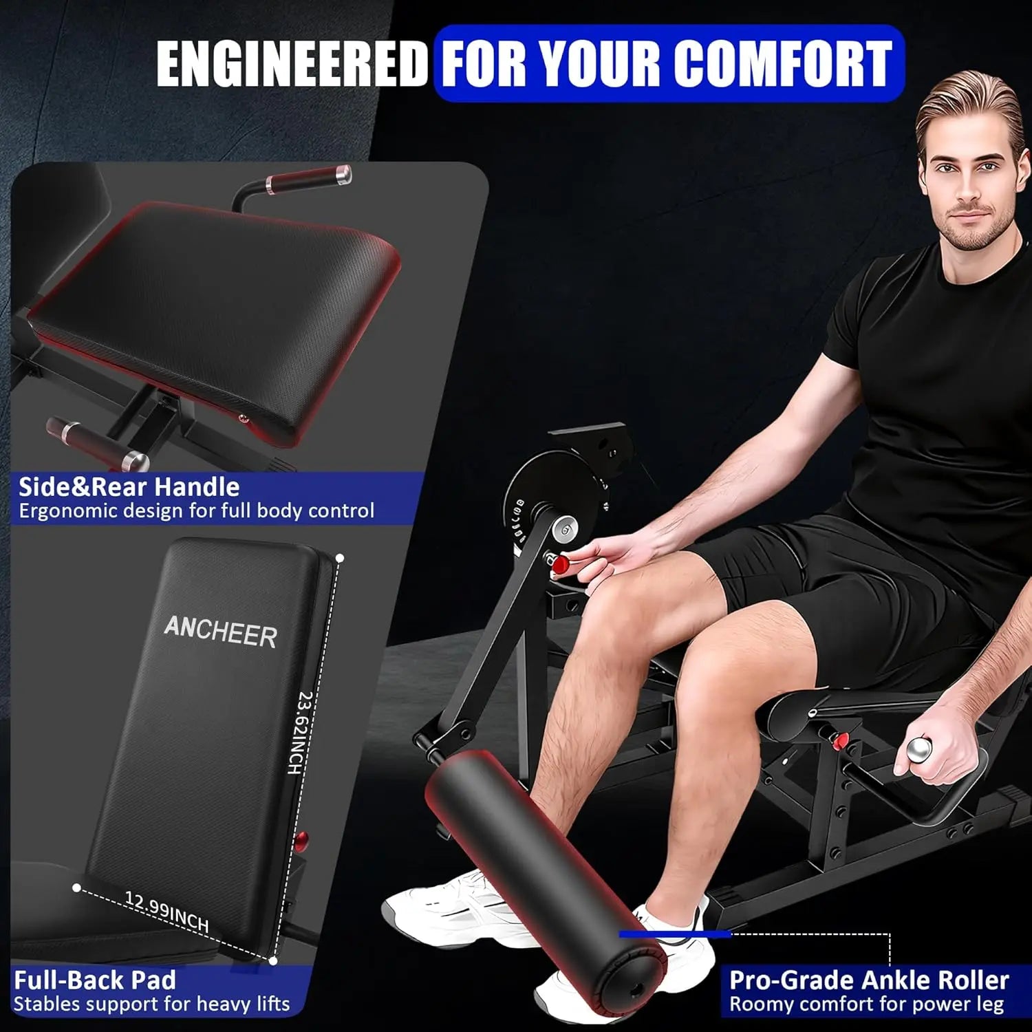 ANCHEER Leg Extension Machine - 400LBS Heavy-Duty 11-Position Adjustable Leg Curl Trainer, Multifunctional Workout Station, Quad Hamstring Glute Equipment with Lumbar Support, Compact Home Gym for Small Spaces,Outdoorfun,Summerwins,Father'Sdaygifts