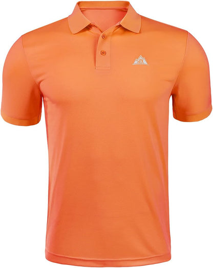 Men's BYLESIN quick-dry golf polo shirt, short sleeve, solid breathable sport polo with regular fit, ideal for outdoor play