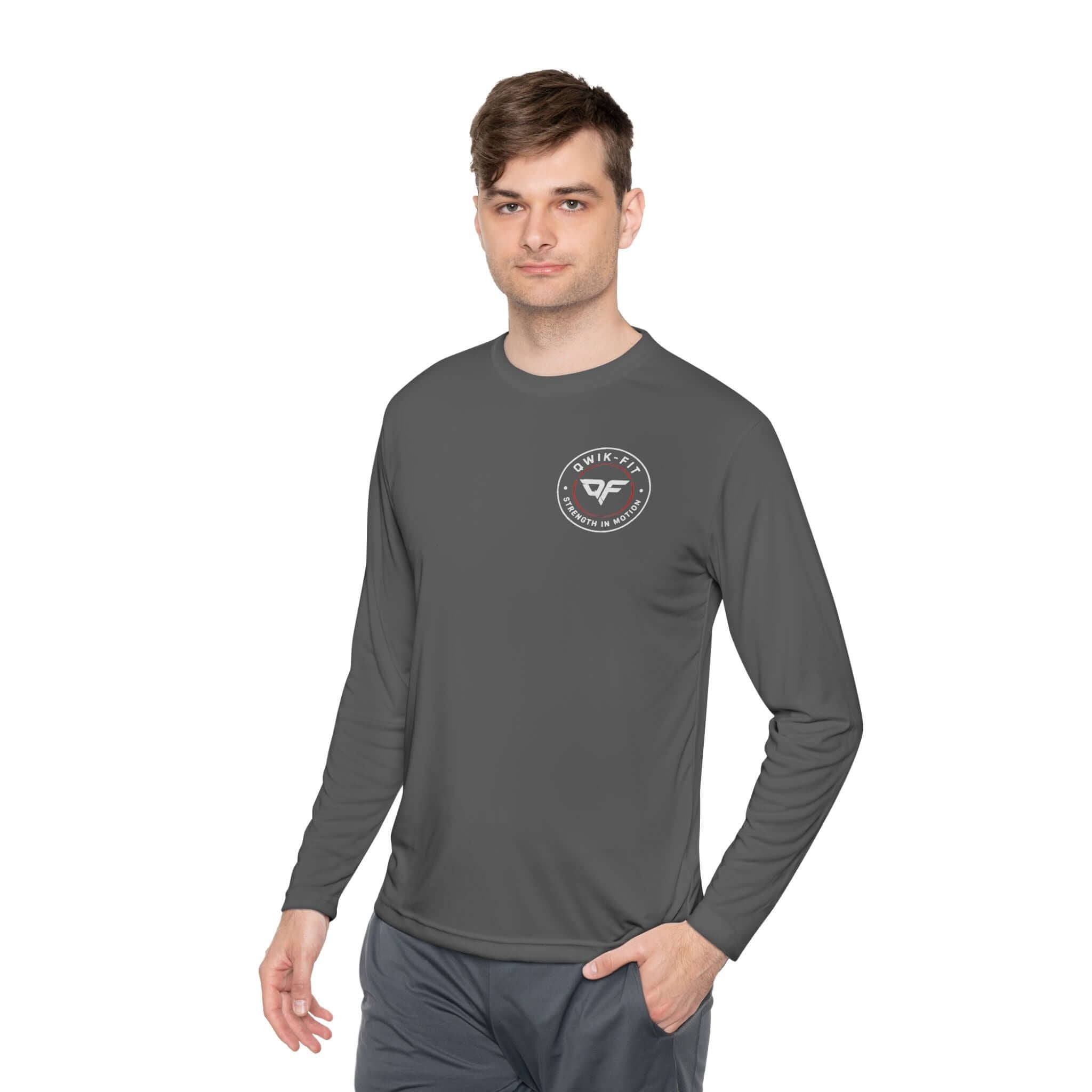Adventure Crew Long Sleeve Tee - Coastal Compass Logo in Iron Grey, perfect for active routines and casual wear.