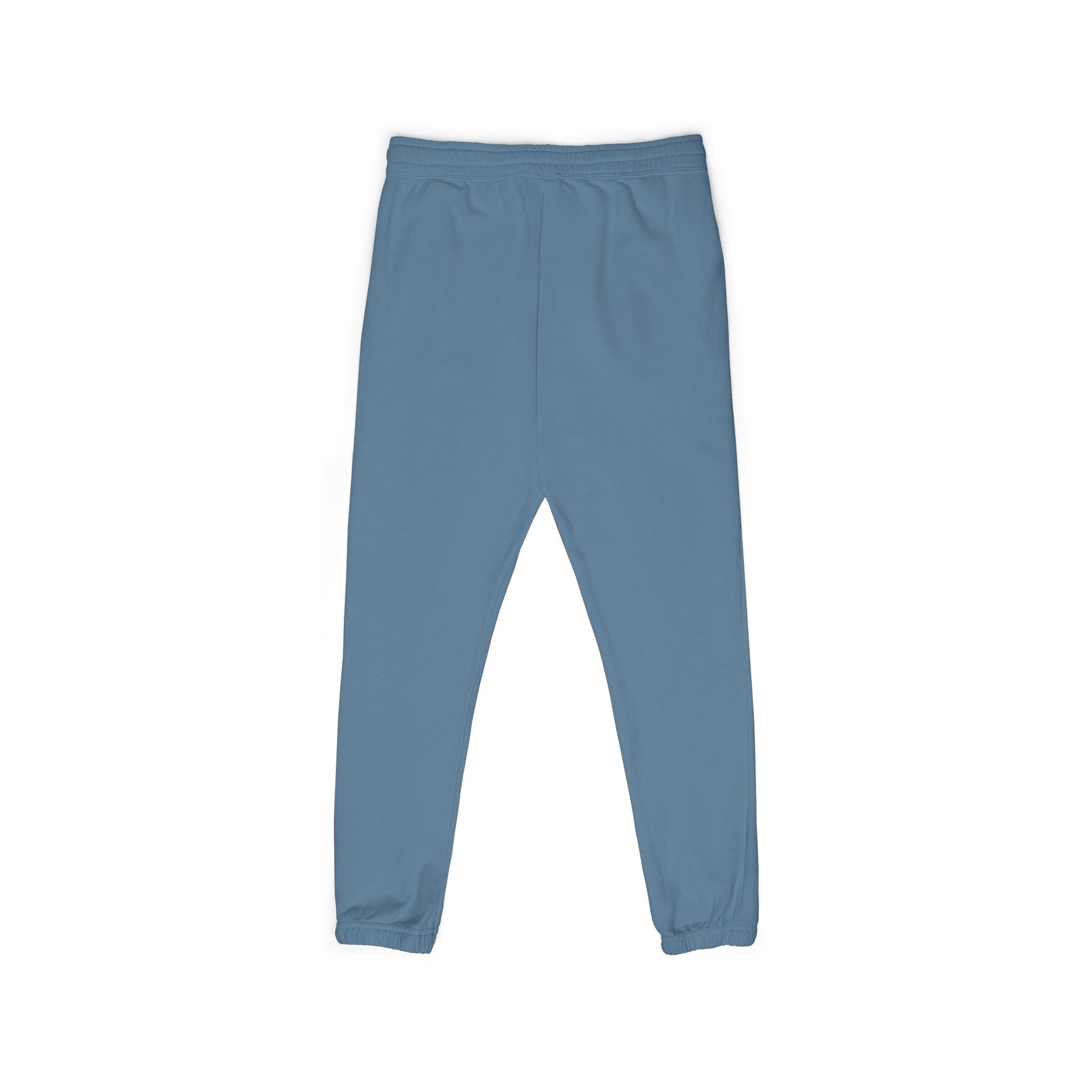 Gray garment-dyed fleece sweatpants with vertical "Gamer" graphic and relaxed fit, made by Printify.