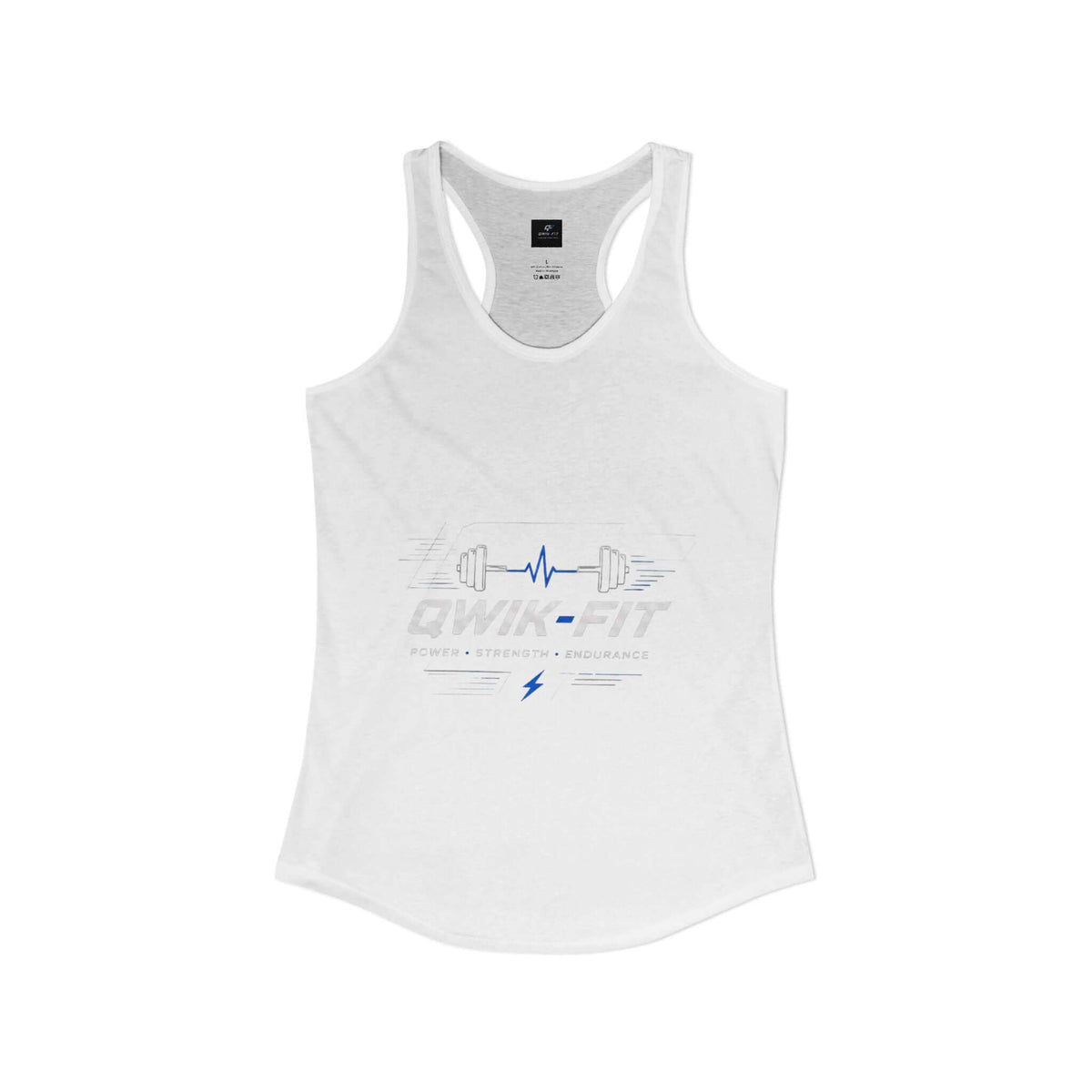 Women's white workout tank featuring a stylish design for gym and casual wear.