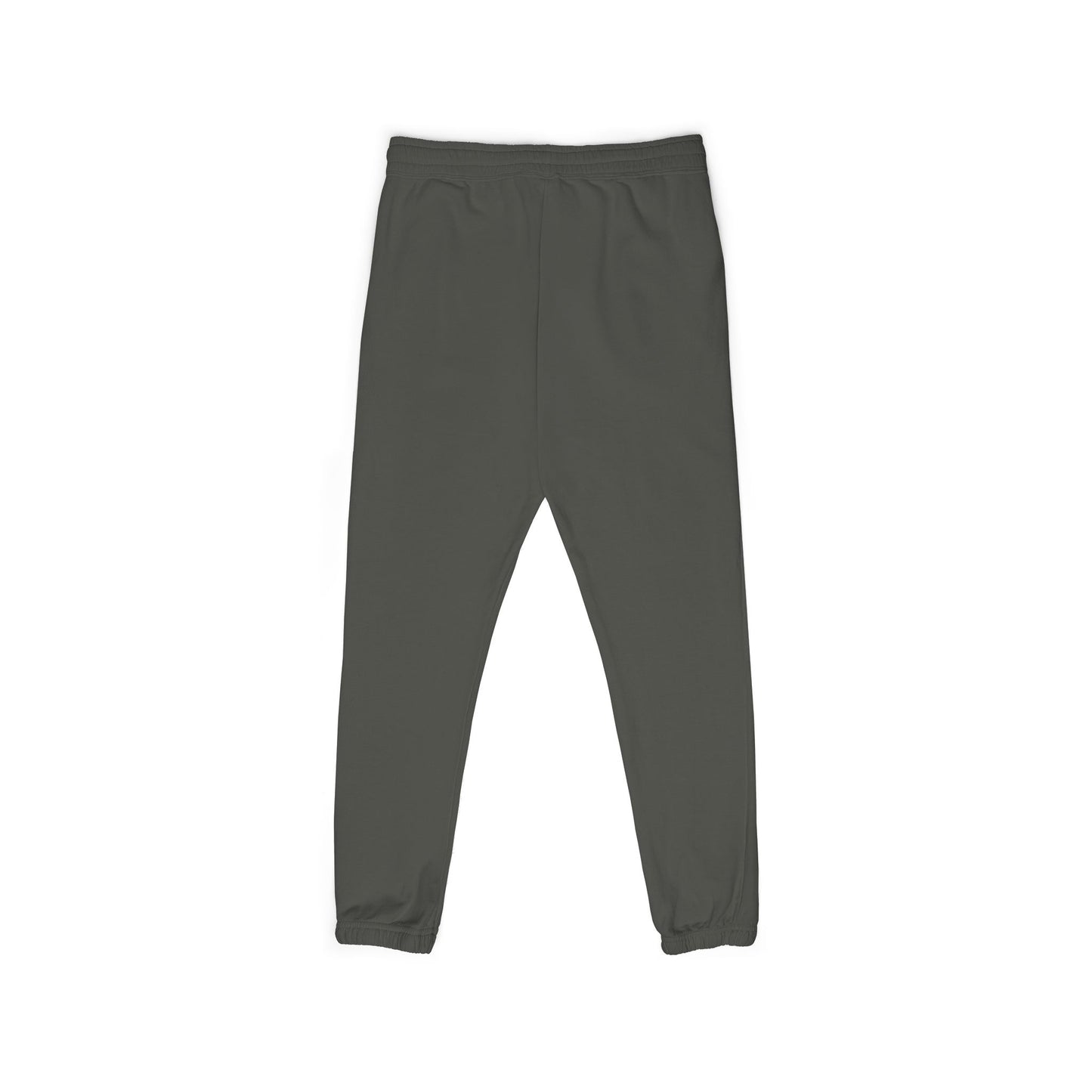 Grey garment-dyed fleece sweatpants with vertical 'Gamer' graphic print, casual trousers from Printify.