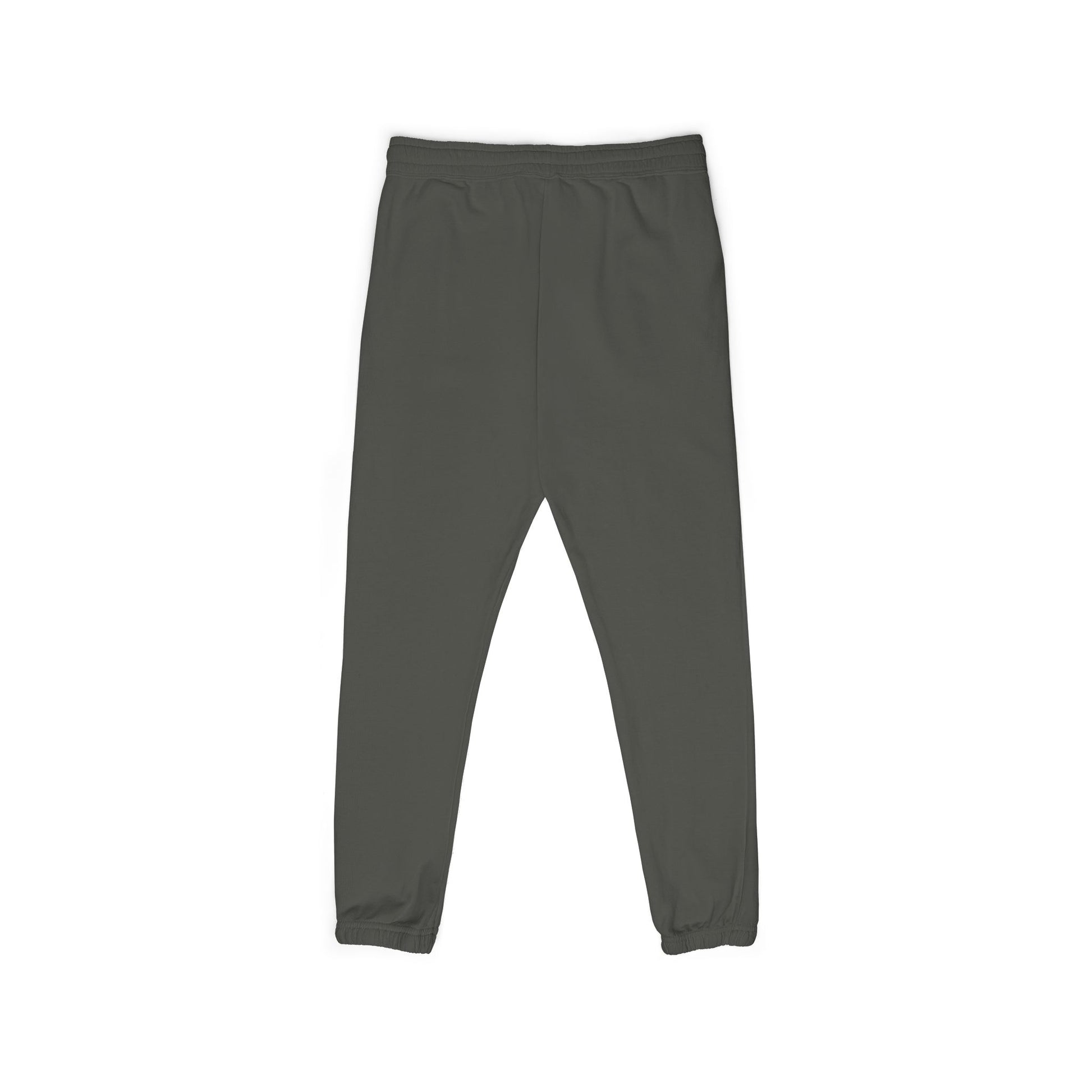 Grey garment-dyed fleece sweatpants with vertical 'Gamer' graphic print, casual trousers from Printify.