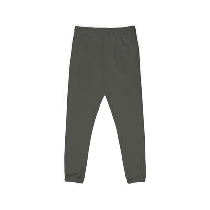 Grey garment-dyed fleece sweatpants with vertical 'Gamer' graphic print, casual trousers from Printify.