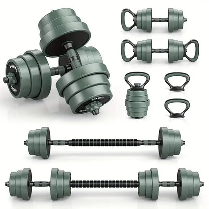 3-in-1 Adjustable Dumbbells, Kettlebell, and Barbell Weight Set – Gray-0