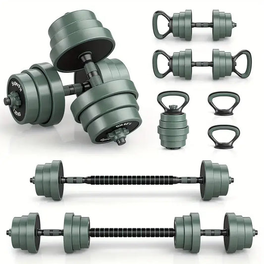 3-in-1 Adjustable Dumbbells, Kettlebell, and Barbell Weight Set – Gray product image 1
