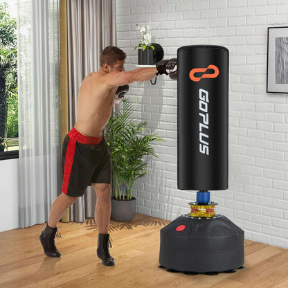 Free Standing Punching Boxing Bag - Heavy Duty Sandbag w/ Boxing Gloves(Black)-3