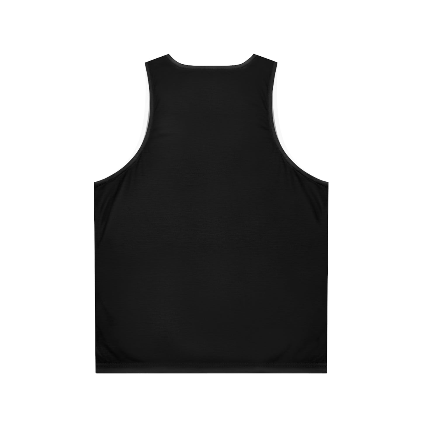 Back view of a black recycled polyester tank top featuring a comfortable and breathable design.