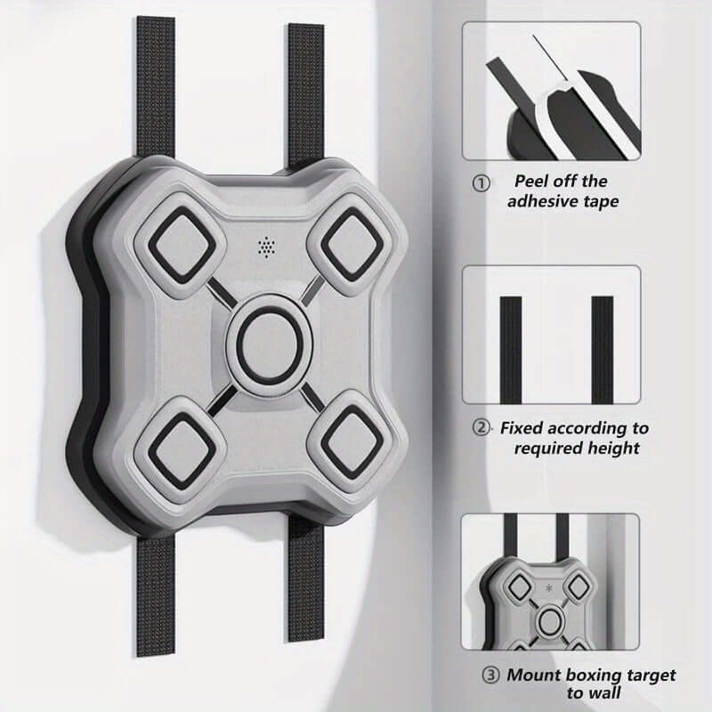 Installation guide for smart wall-mounted boxing training machine, showing how to mount it to the wall securely.