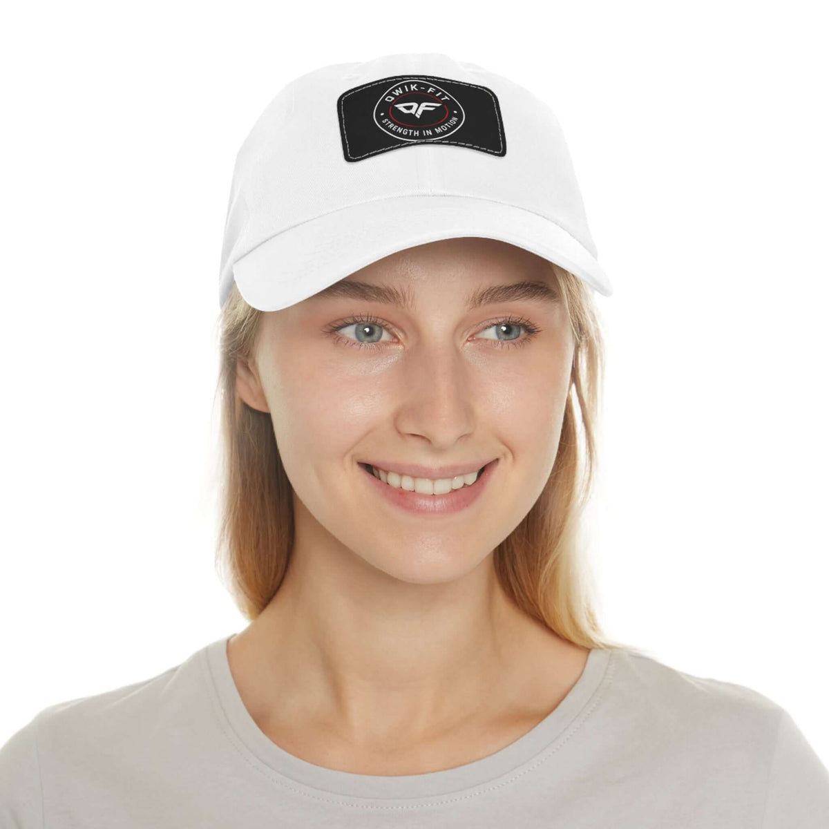 Qwik-Fit Leather Patch Dad Hat - Strength in Motion Baseball Cap product image 10