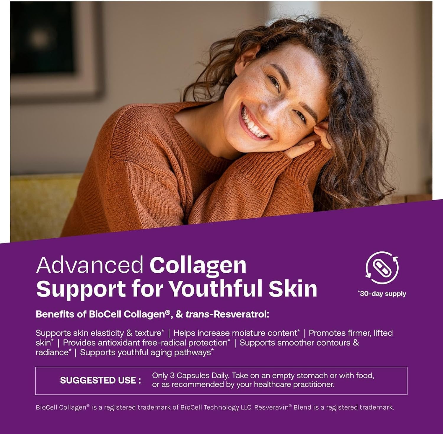 Resvitále Ultra Collagen Enhance - Skin Care Supplement with Resveratrol - 90 Veggie Capsules