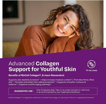Resvitále Ultra Collagen Enhance - Skin Care Supplement with Resveratrol - 90 Veggie Capsules