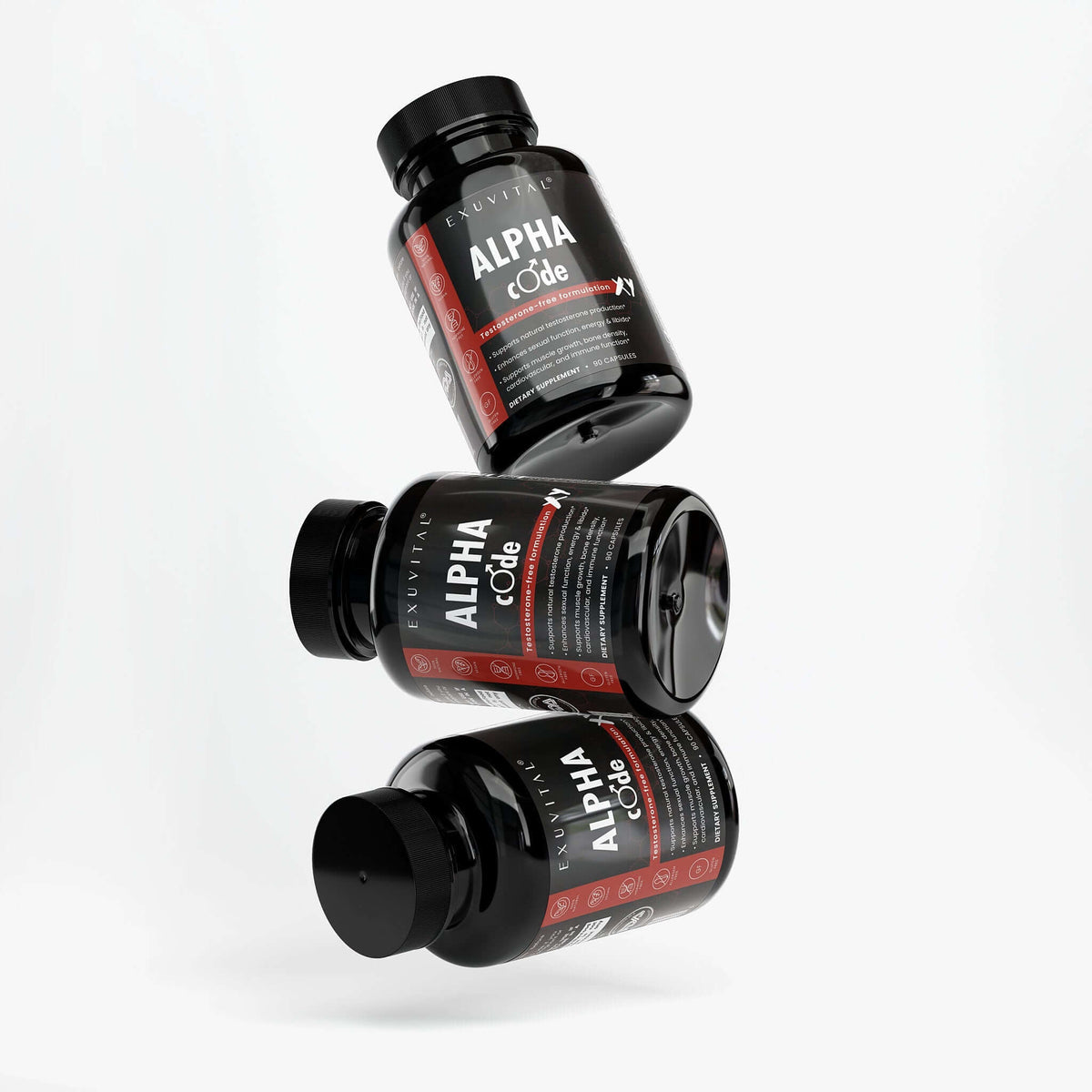 Alpha Code XY male enhancement dietary supplement bottles displayed prominently.