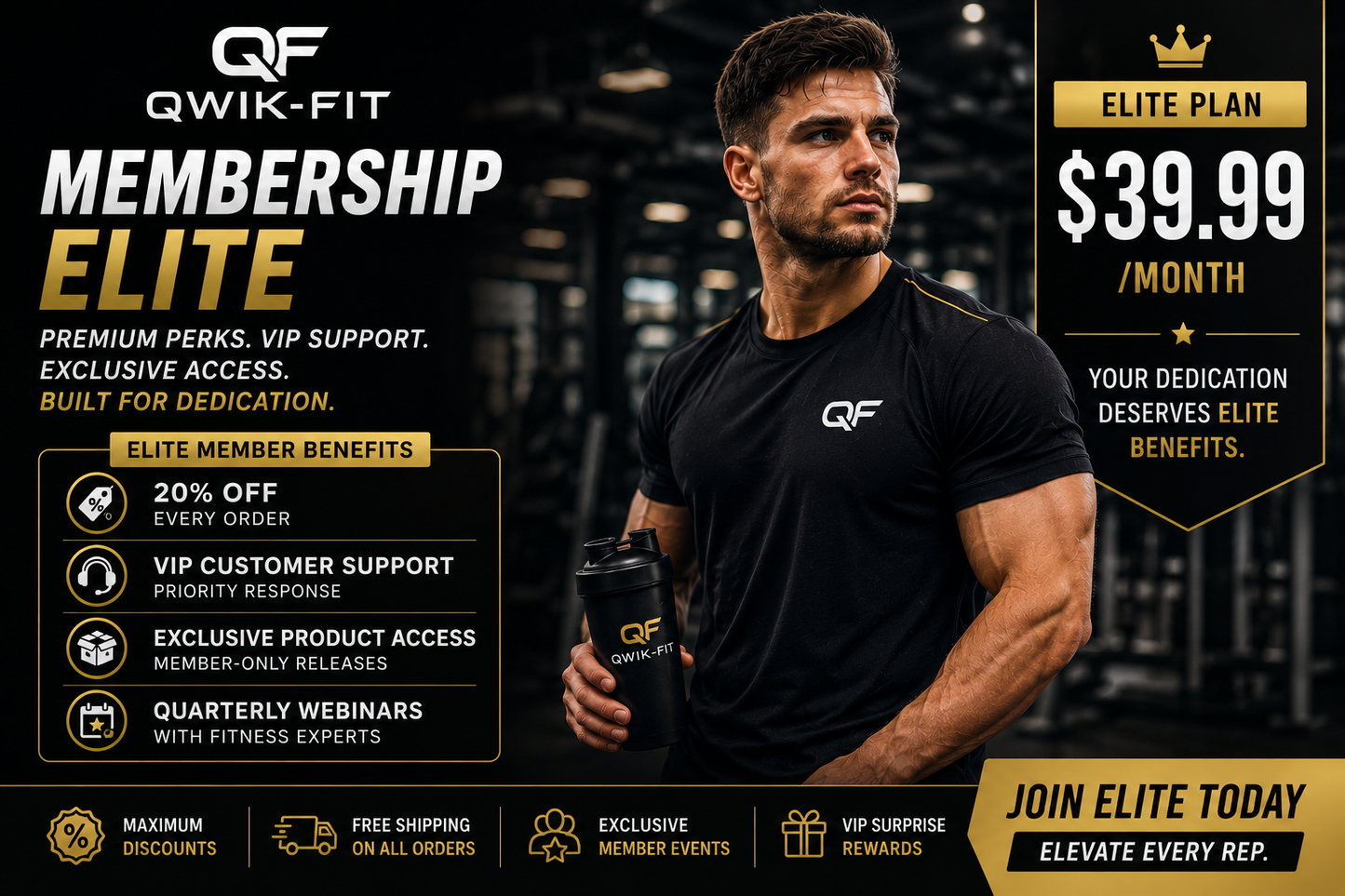 Qwik-Fit Elite membership plan details, showcasing premium perks, support, and exclusive access for dedicated athletes.