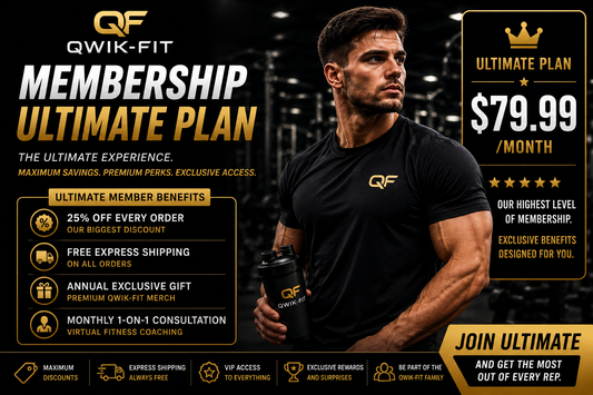 Qwik-Fit Ultimate membership benefits showcasing maximum savings, exclusive perks, and personalized fitness coaching.