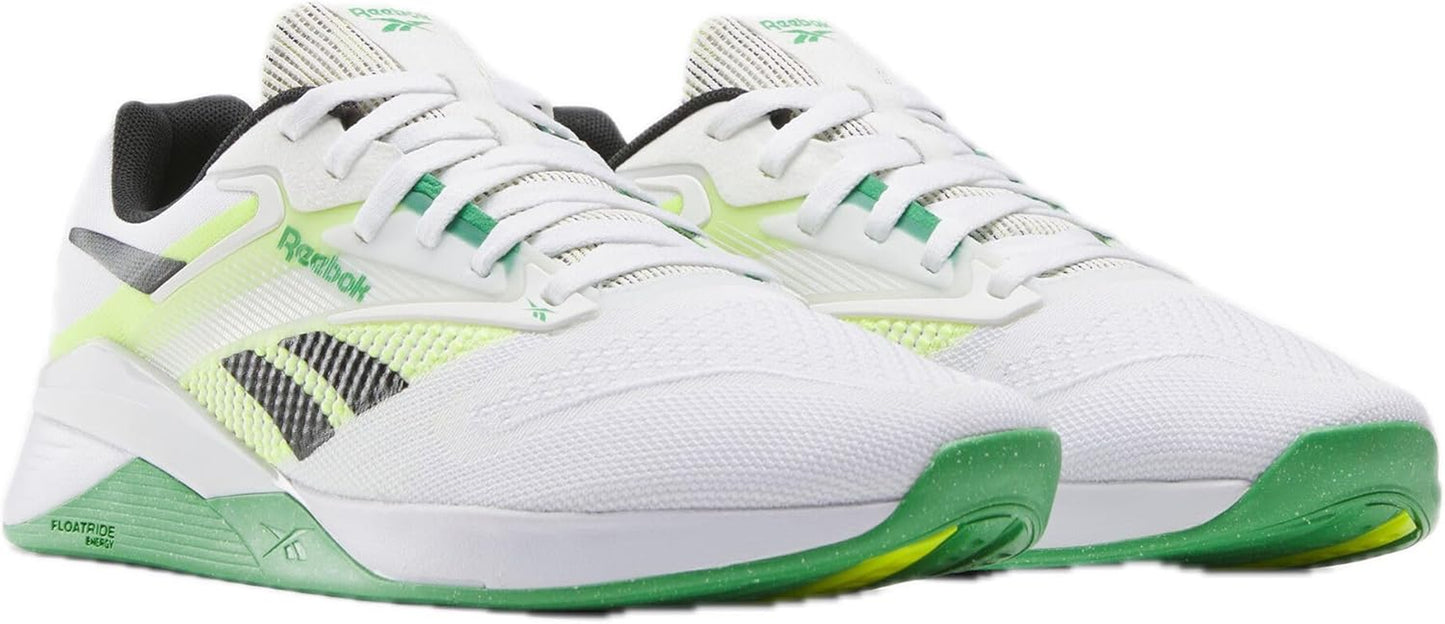 Reebok men's Nano X4 cross training shoes with black and gray athletic design, breathable mesh upper, and durable rubber sole.