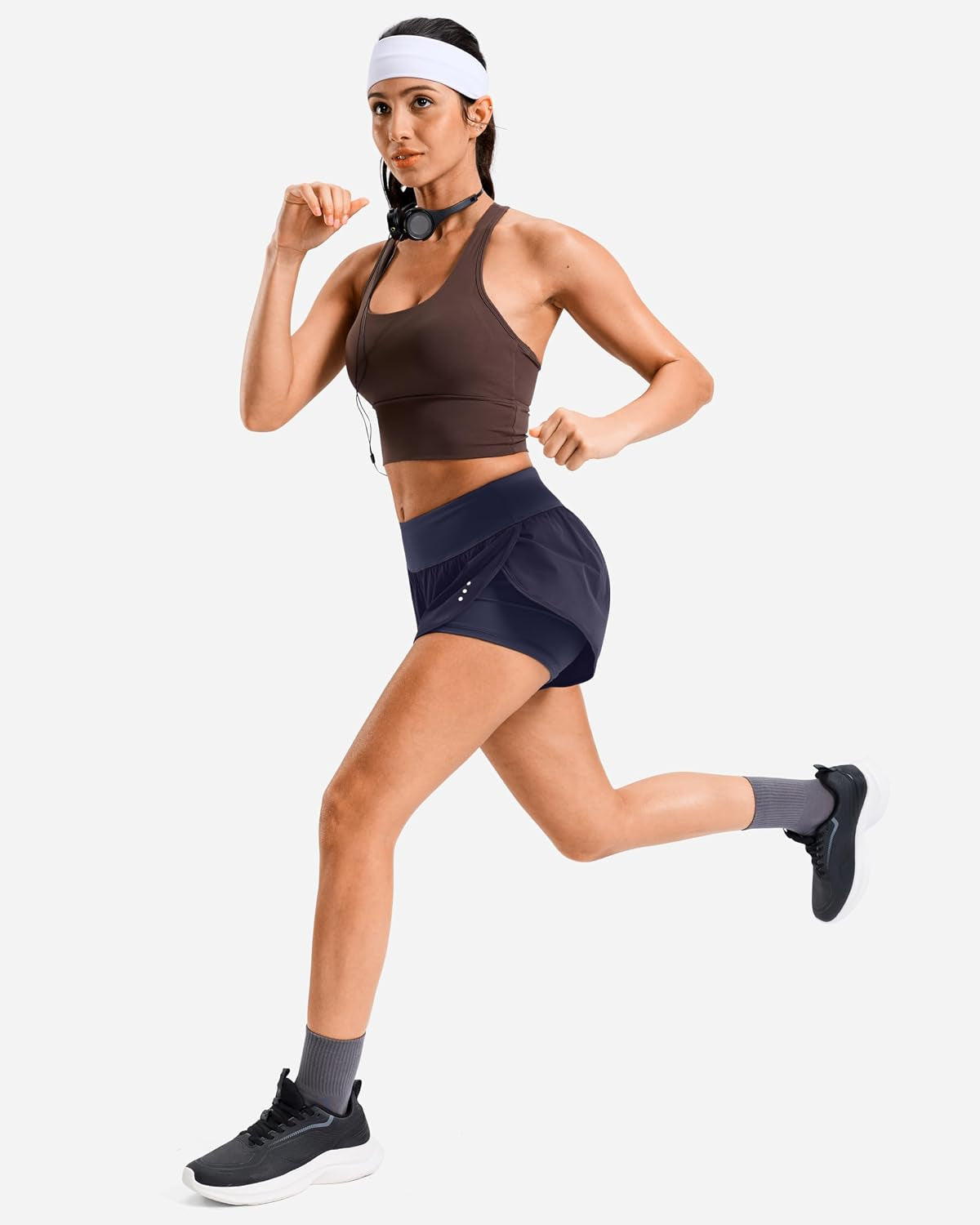 Soothfeel women's 2-in-1 high-waisted running shorts with zipper pocket, athletic gym and yoga spandex shorts for women.