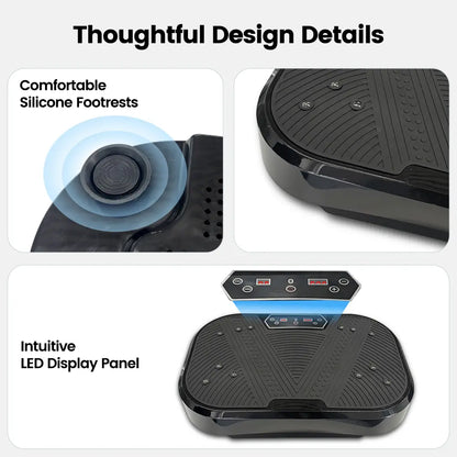 Fitness Essentials Ranbro Vibration Plate Exercise Machine with resistance bands, remote, and adjustable speed for full-body workouts.