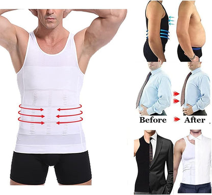 GJKJ men's slimming body shaper tank top, fitted sleeveless compression undershirt for gym workouts, 1-2 pack, under shirts.