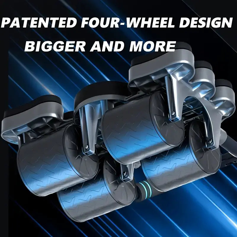 4-wheel abdominal roller with elbow support featuring patented four-wheel design for enhanced stability and performance