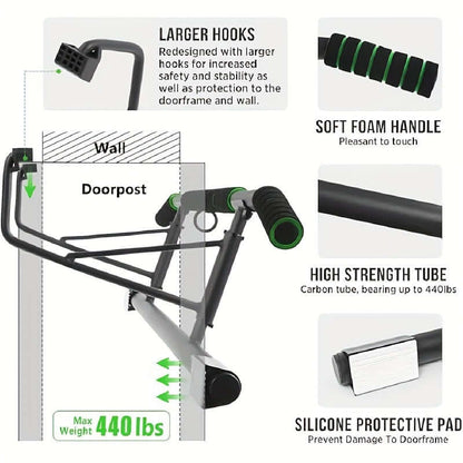 3-in-1 Doorway Pull-Up Bar Home Fitness Trainer-3