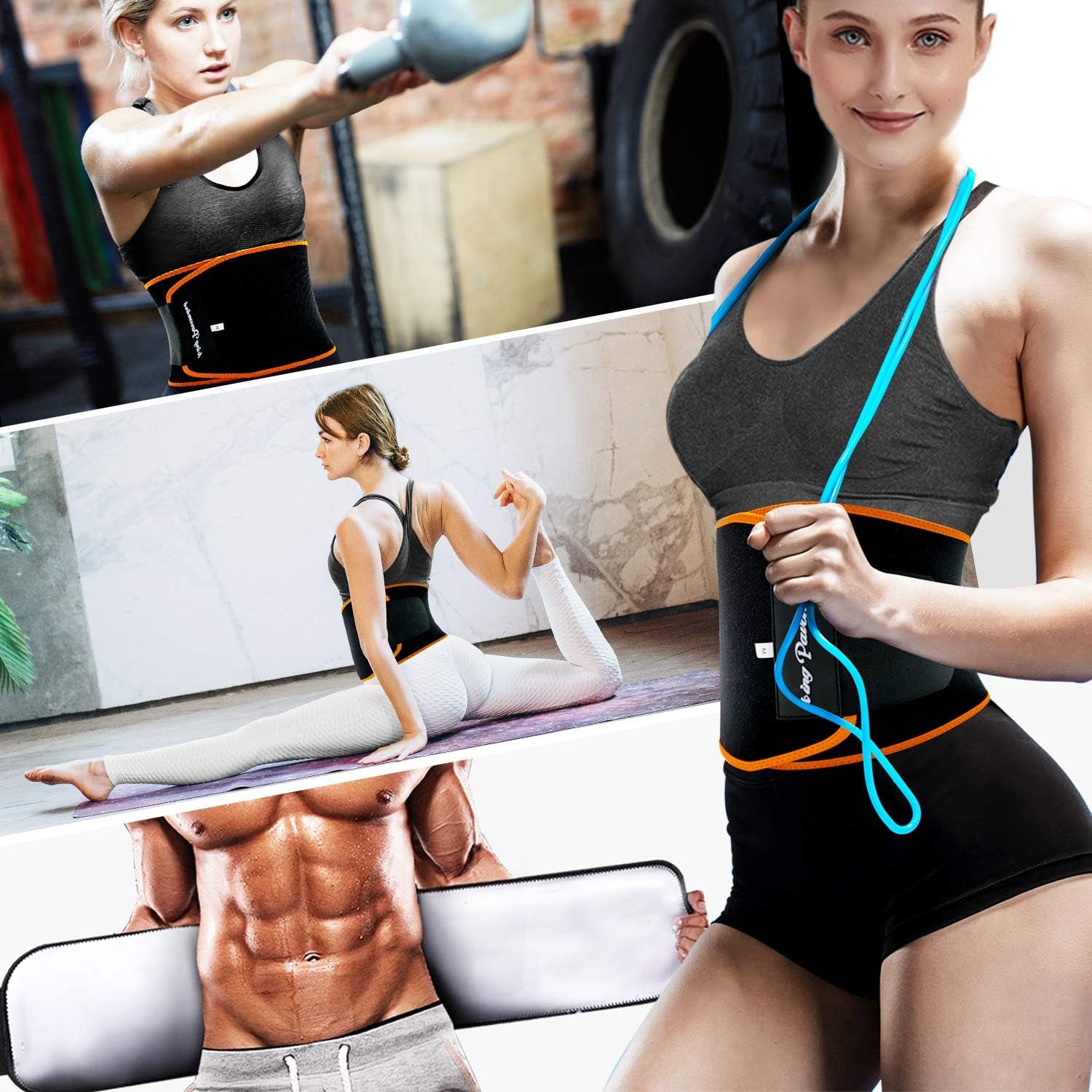 Kingpavonini waist trimmer belt for women and men, upgraded sweat belt with adjustable fit and durable design for waist training.