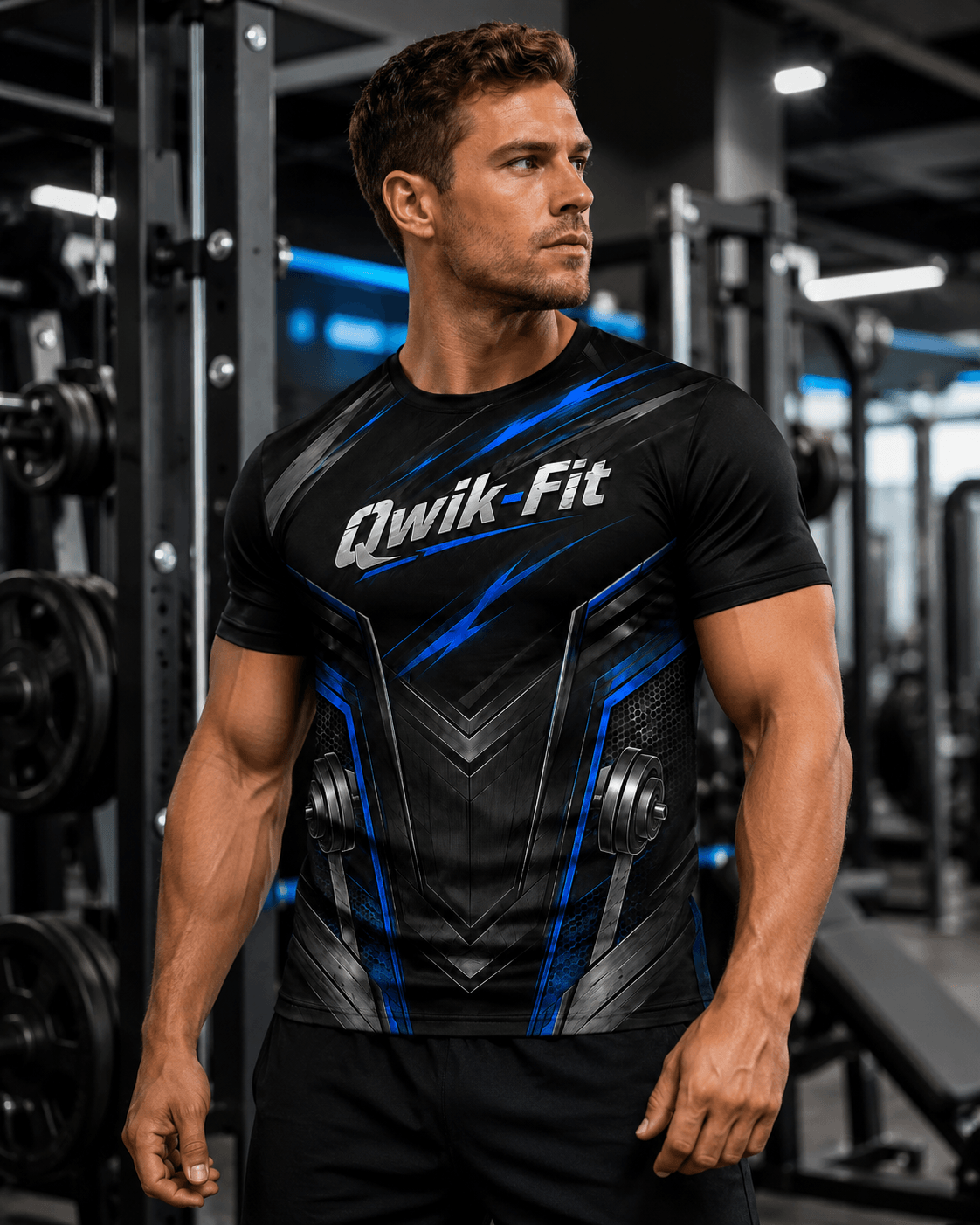 Men's Athletic Workout Tank Top worn by a man in a gym setting, ideal for lifting and cardio, showcasing a stylish design.