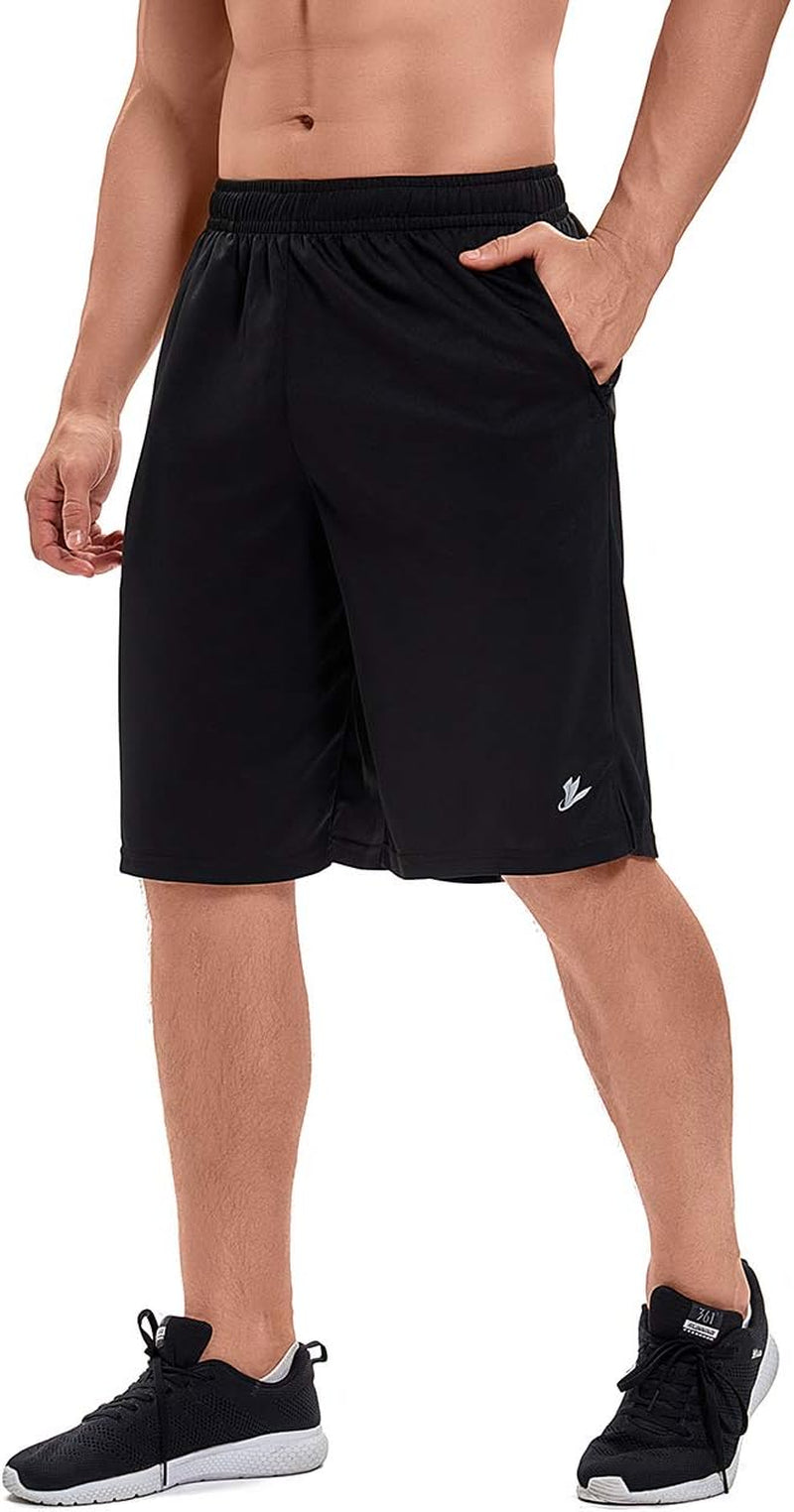 Men's athletic basketball shorts by DEVOROPA with a loose fit, performance fabric, zipper pockets, ideal for sports and workouts.