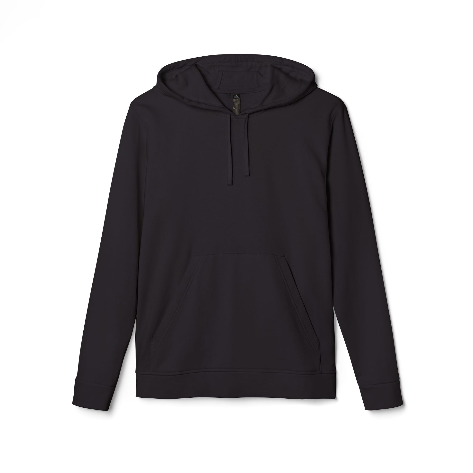 White Adidas Qwik-Fit Logo athletic hoodie, pullover style with front print, made by Printify, suitable for casual and sportswear.