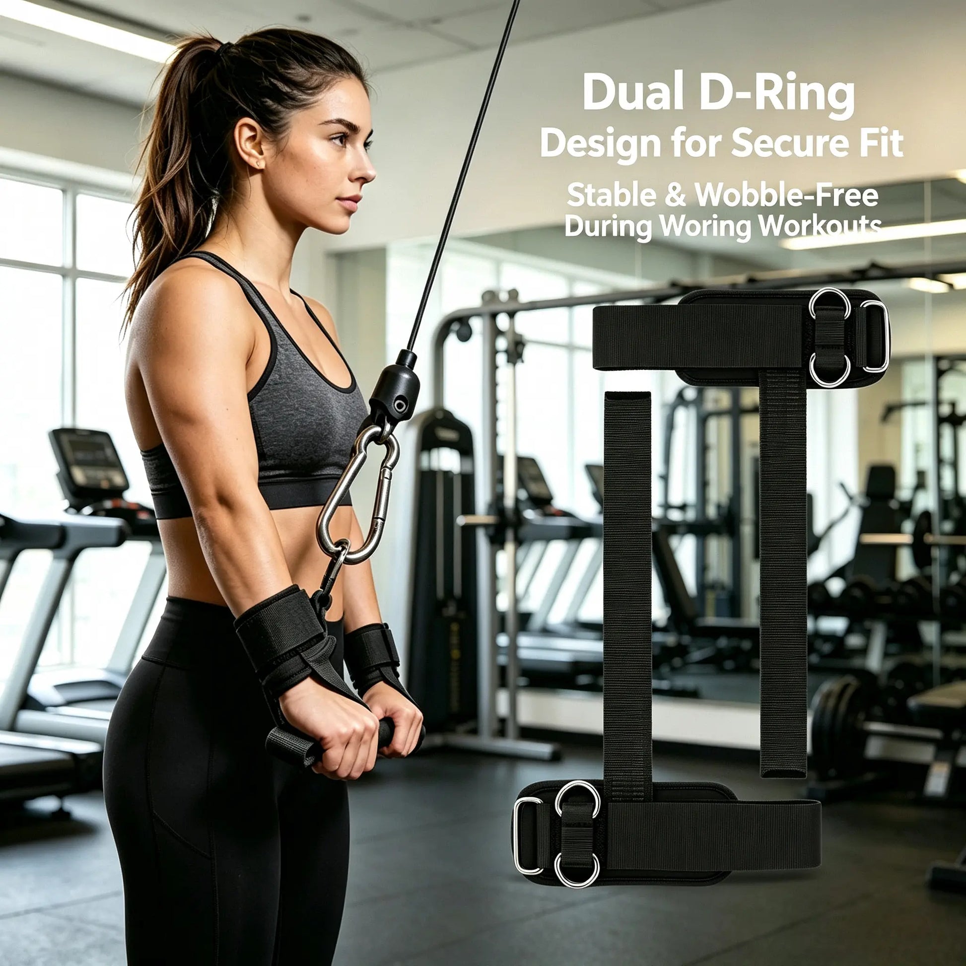 Pair of Fitness Essentials dual D-ring weightlifting straps with thick durable material and secure grip for gym, deadlifts, and bodybuilding.