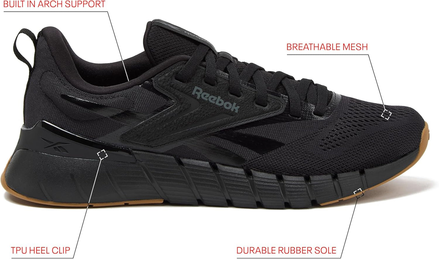 Reebok Nano Gym 1.0 men's athletic workout shoes with black and gray design, suitable for training and gym activities.