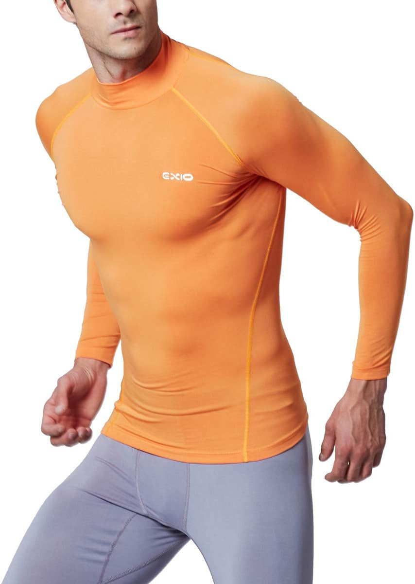 Men's EXIO mock compression base layer top with long sleeves, designed for moisture-wicking and cool dry comfort.