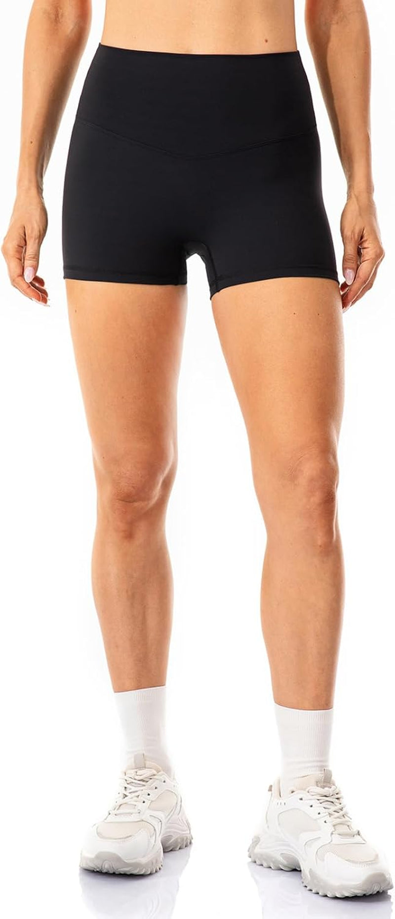 Lavento women's high-waisted biker shorts in 3", 5", or 7" length, soft workout shorts ideal for gym, running, and yoga.