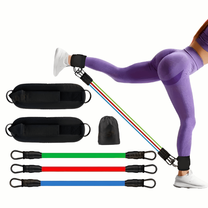 5pcs TPE ankle resistance bands for leg training with ankle straps and carrying bag for effective workouts.