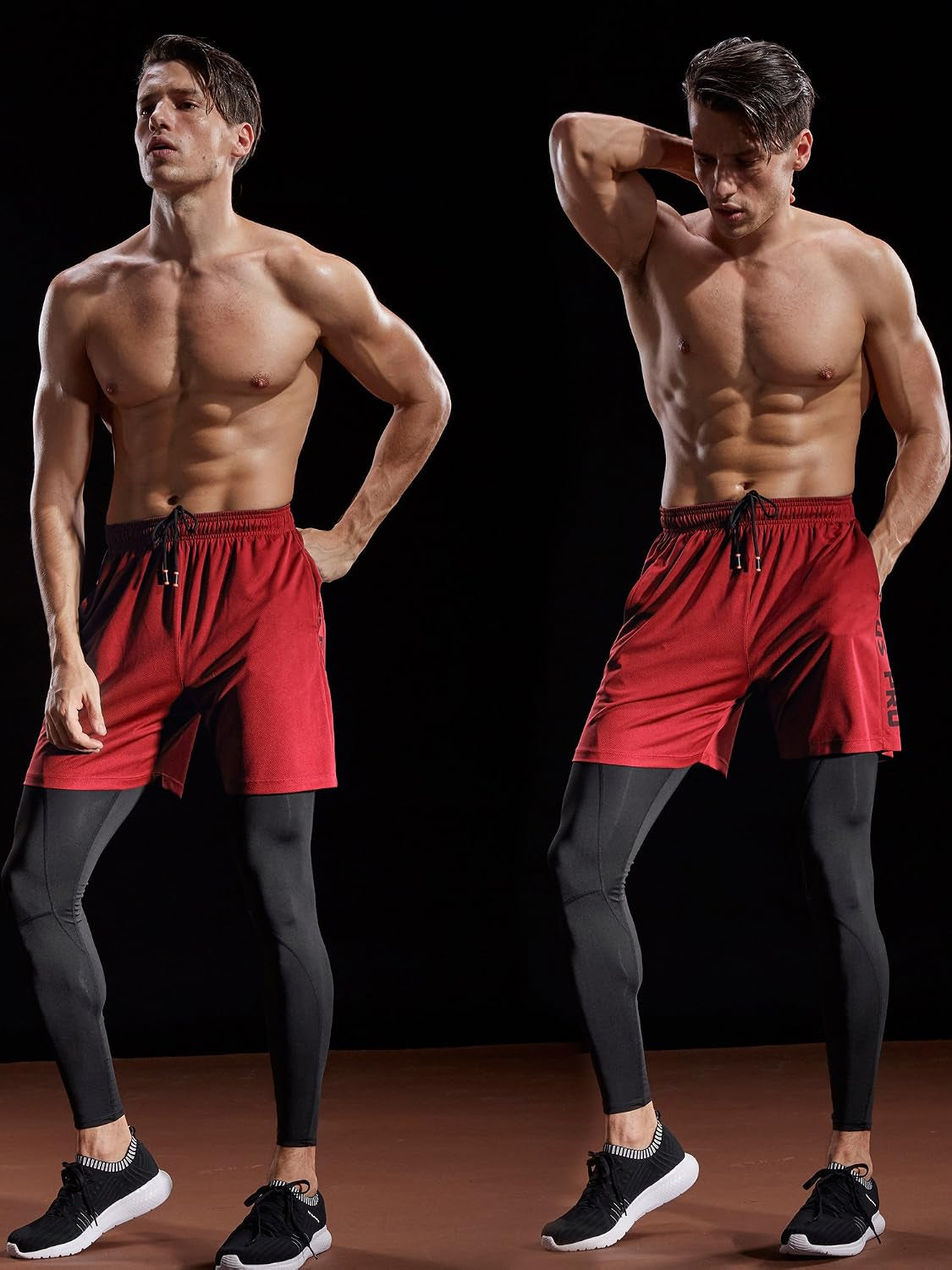 NELEUS men's lightweight athletic shorts with pockets, suitable for workout and casual wear, shown in a neutral color.