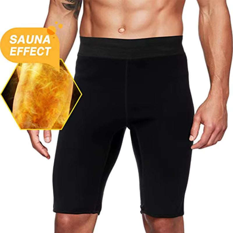 Men's sauna shorts for body sculpting showcasing sauna effect feature and optimal silhouette.