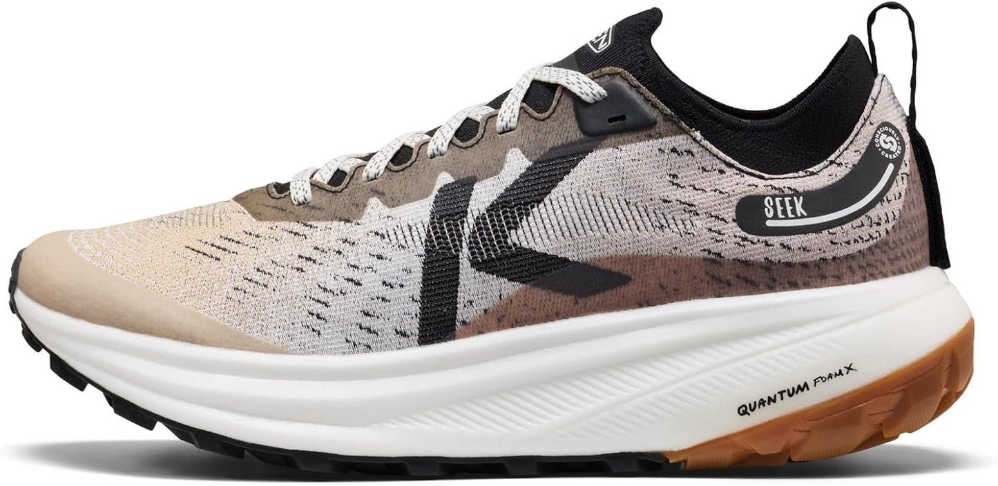 KEEN Seek Trail Running Shoes in black and gray with rugged outsole and breathable mesh upper for outdoor trails