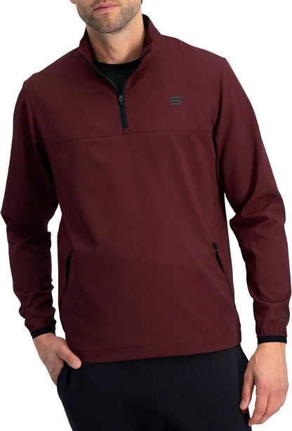 Men's Three Sixty Six windbreaker jacket with zippered front, vented design, and dry fit fabric for golf and outdoor activities.