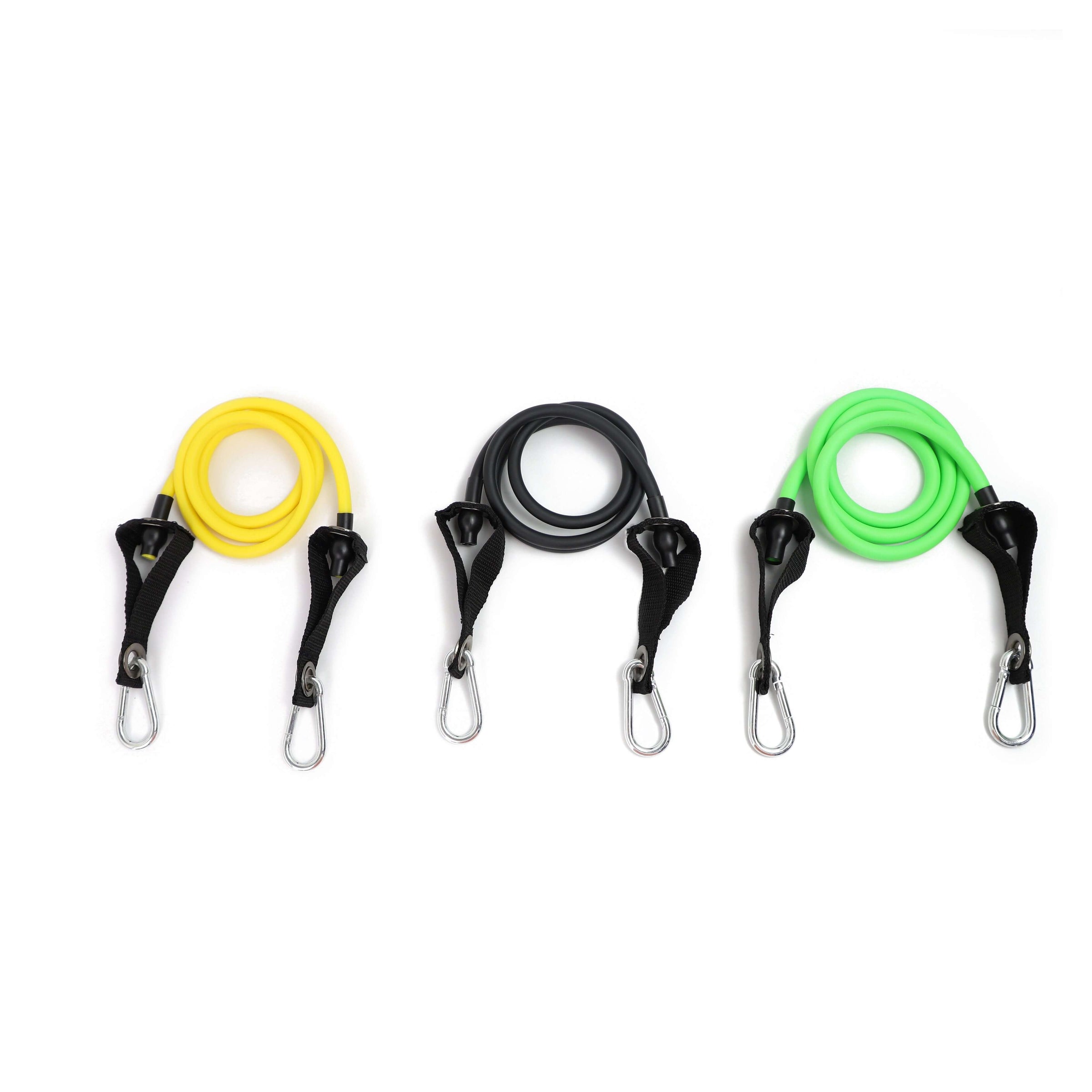Maji Sports full-body resistance training kit with colorful resistance workout tubes in yellow, black, and green.
