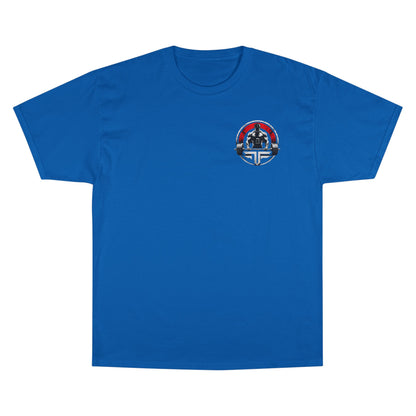Champion unisex cotton t-shirt in royal blue with logo on the left sleeve, short-sleeve, lightweight fit.
