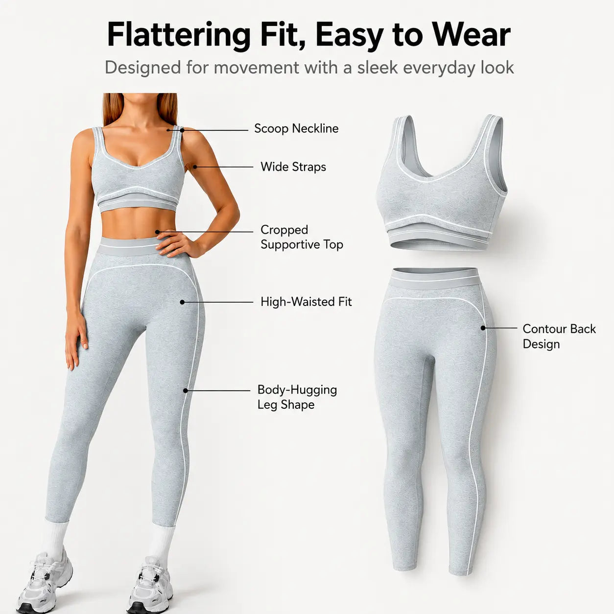 Trend Contrast Stripe Trim Sport Two Piece Set, Breathable Buttery Soft Seamless Yoga Bra & Hip Shaping Leggings Activewear Suit