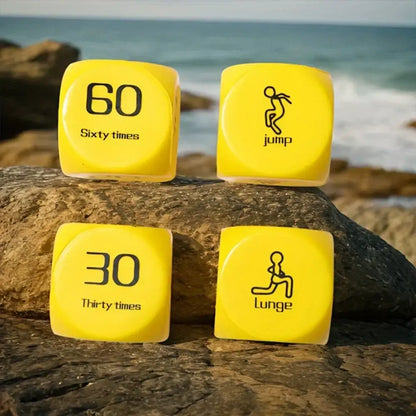 2Pcs Fitness Dice 6-Sided Workout Dice Yellow-3