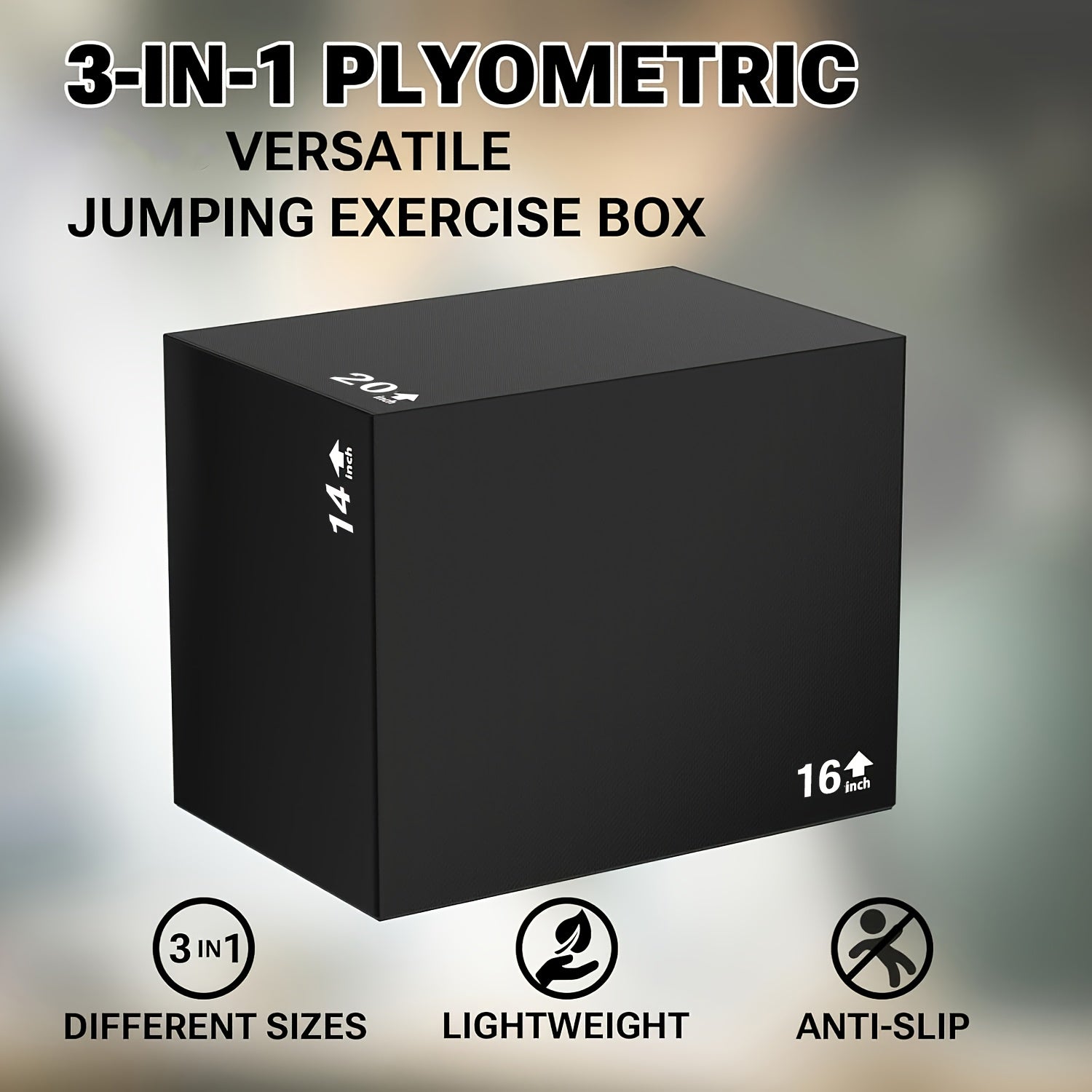 3-in-1 PVC jump box for versatile home workouts, featuring anti-slip design and multiple height options.