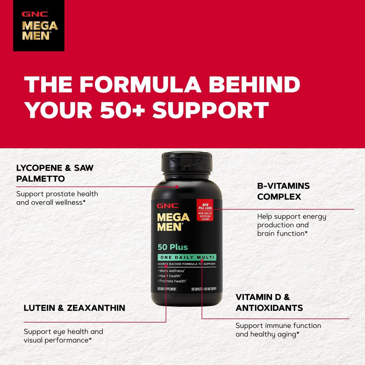 GNC Mega Men One Daily 50 plus for Men, 60 Caplets