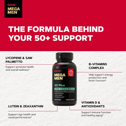 GNC Mega Men One Daily 50 plus for Men, 60 Caplets