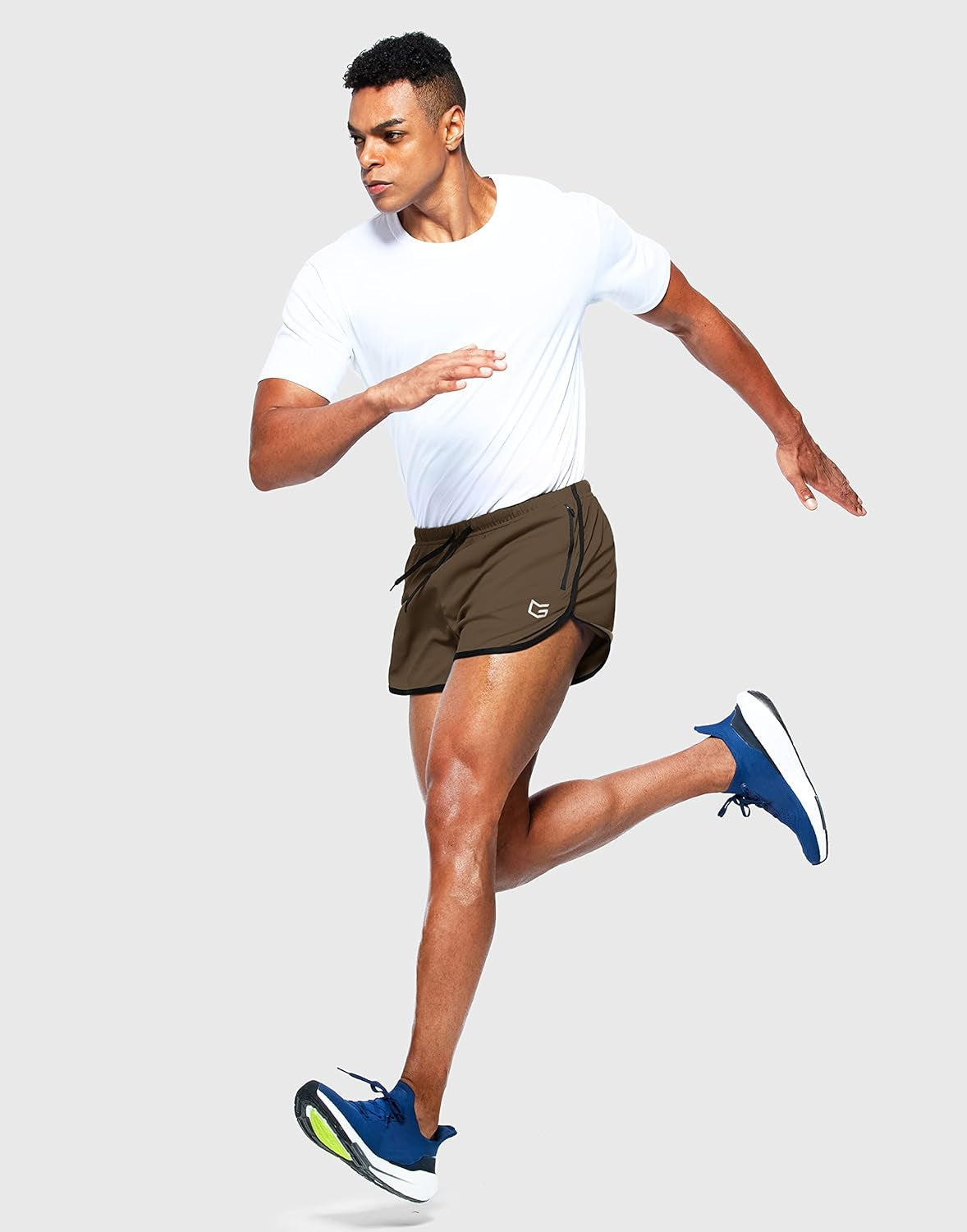 G Gradual men's 3-inch running shorts with quick dry fabric and zipper pockets, designed for athletic joggers and gym workouts.