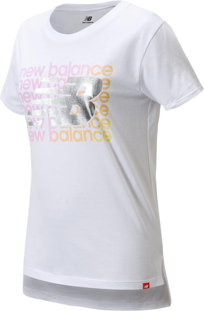 New Balance girls' activewear shorts set with a short sleeve T-shirt and gym shorts for big kids, perfect for sports and casual wear.