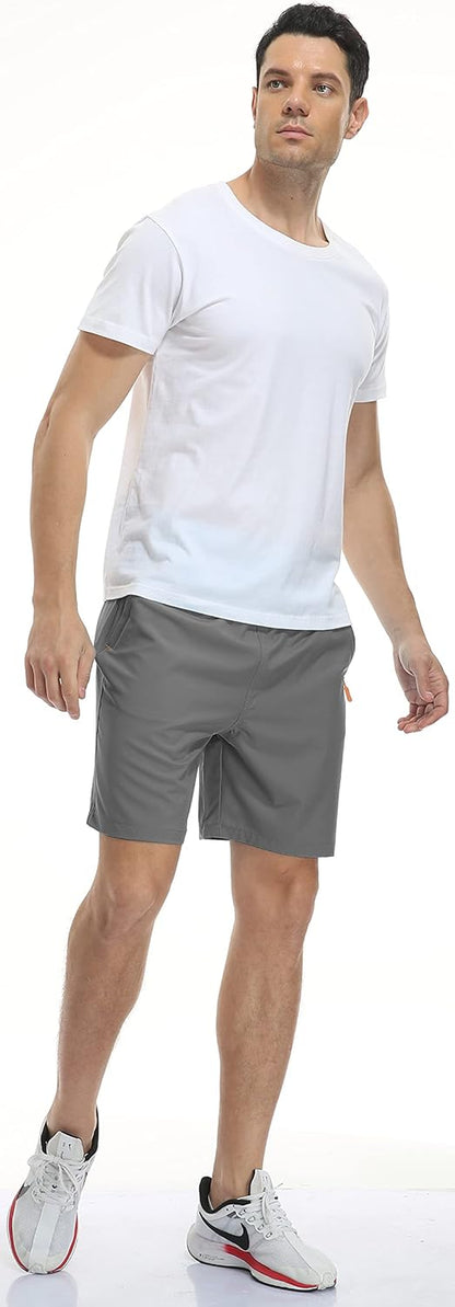 SPOSULEI men's athletic hiking shorts with water-resistant, quick-dry fabric, lightweight design, and zipper pockets for outdoor activities.