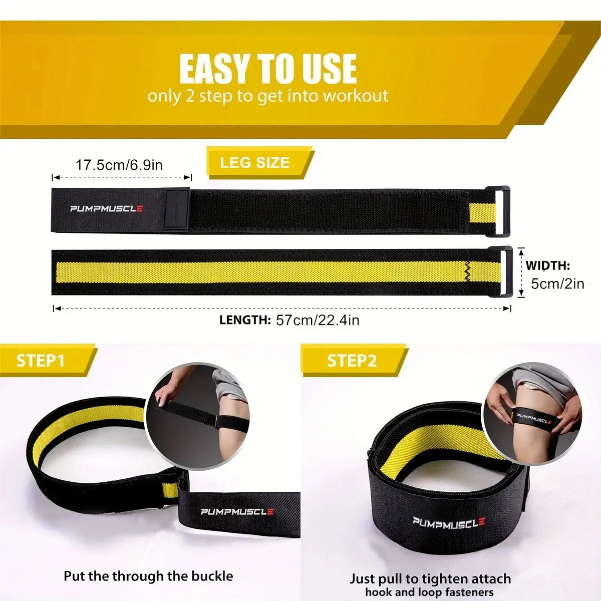 2PCS Adjustable Blood Flow Restriction Bands Yellow product image 4