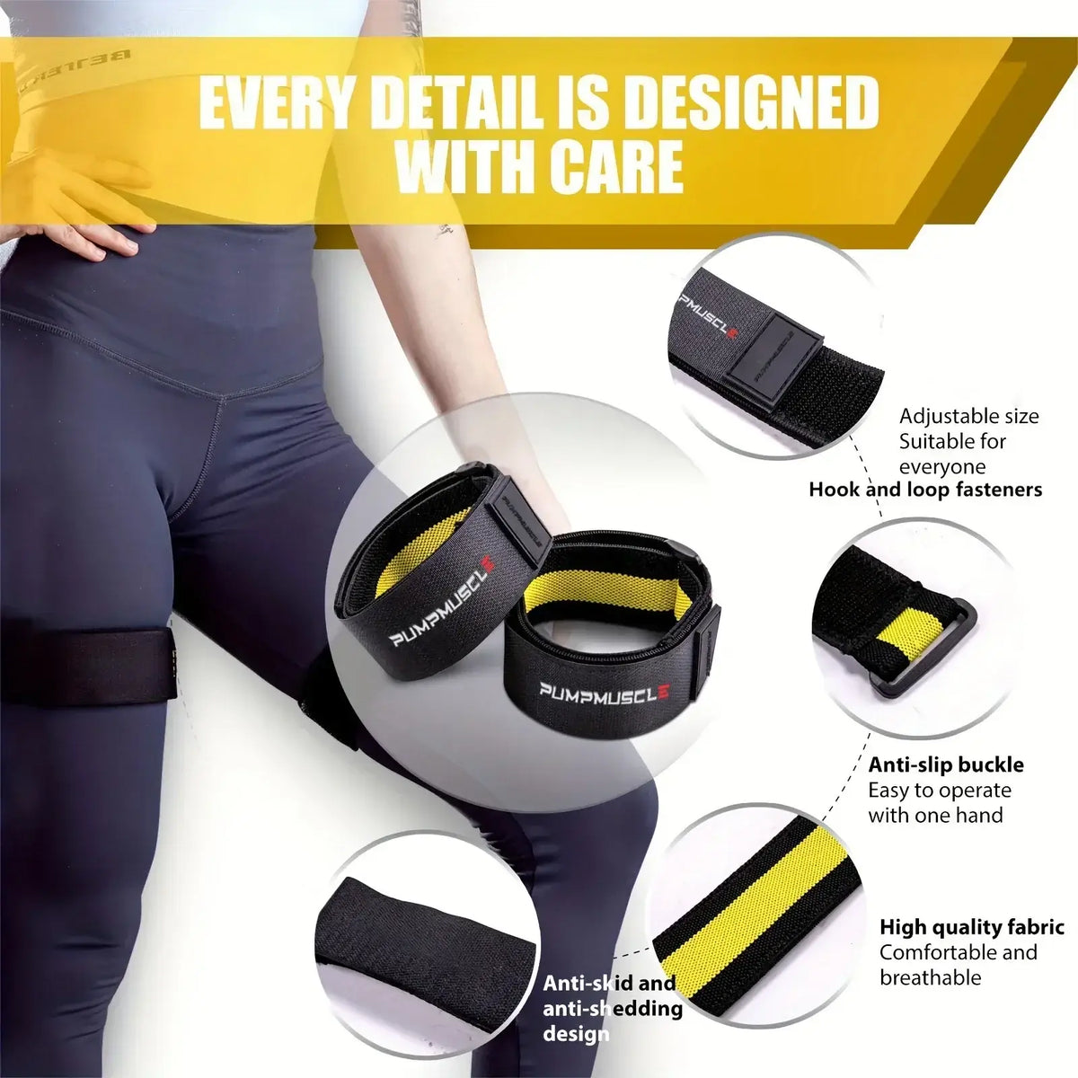 2PCS Adjustable Blood Flow Restriction Bands Yellow product image 5